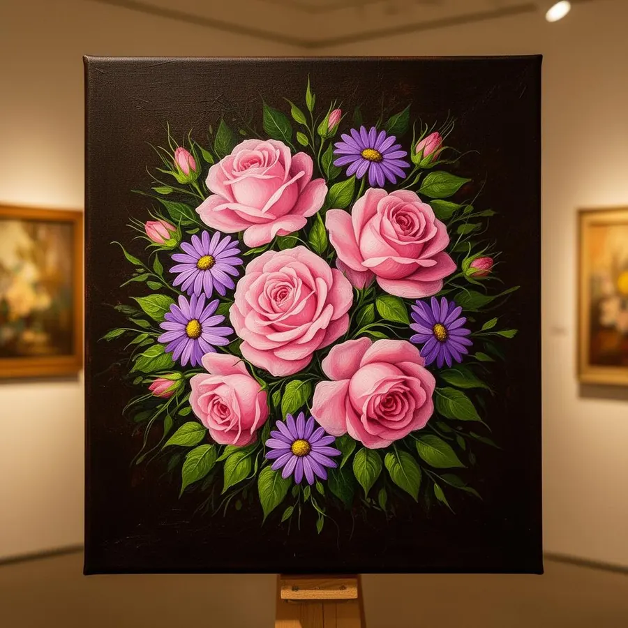 Pintura en tela de rosas One Stroke